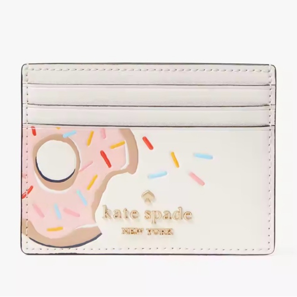 Kate Spade Coffee Break Donut Slim Card Holder, Cream Multi